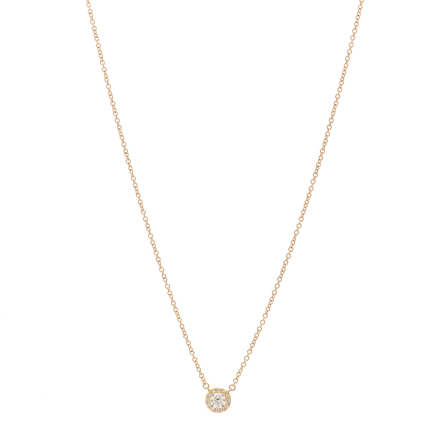 18K Rose Gold Diamond .16ctw Circlet Pendant Necklace