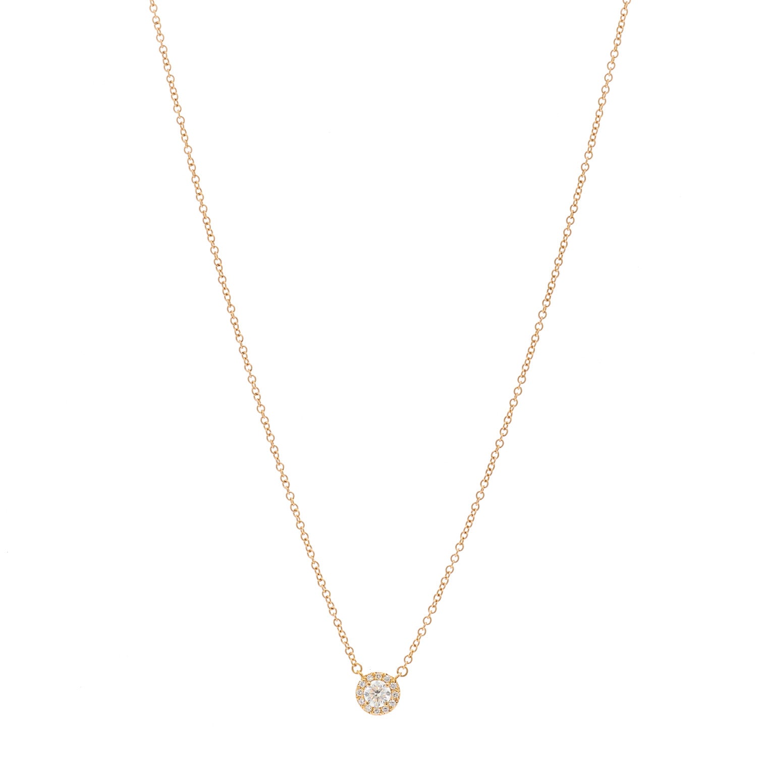 Tiffany 18K Rose Gold Diamond .16ctw Circlet Pendant Necklace 1 of 5