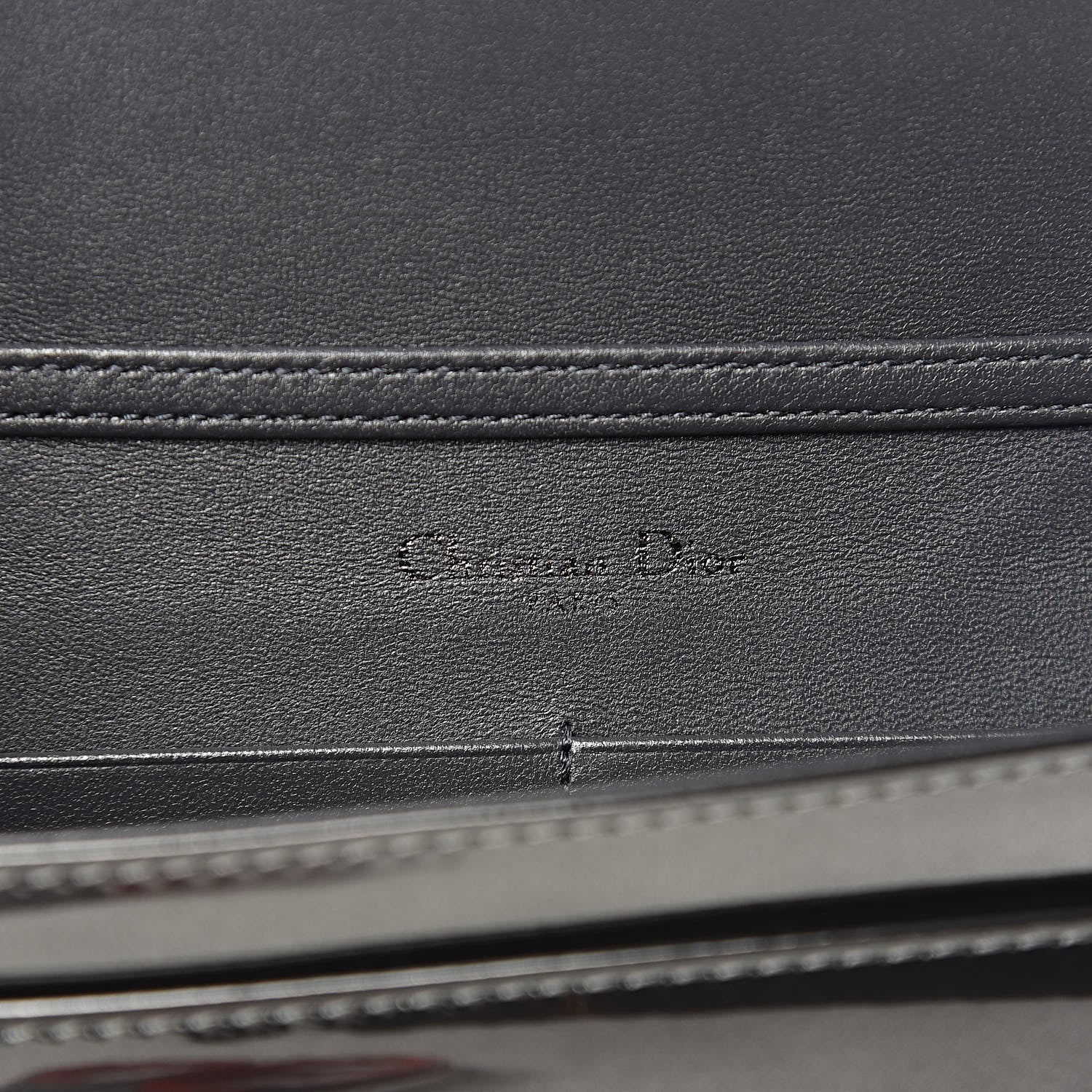 Christian Dior Metallic Patent Micro-Cannage Diorama Wallet on Chain Pouch Onyx Black 7 of 14