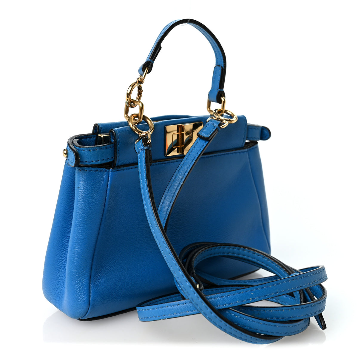 Fendi Shiny Nappa Micro Peekaboo Iconic Satchel Blue Royal 3 of 9