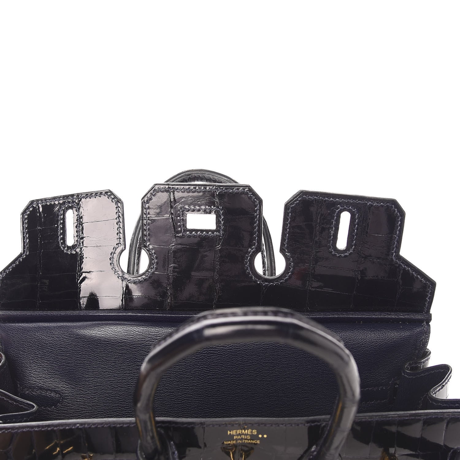 Hermes Shiny Niloticus Crocodile Birkin 25 Bleu Marine Bleu Marine 29 of 30
