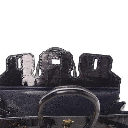 Hermes Shiny Niloticus Crocodile Birkin 25 Bleu Marine Bleu Marine 29 of 30
