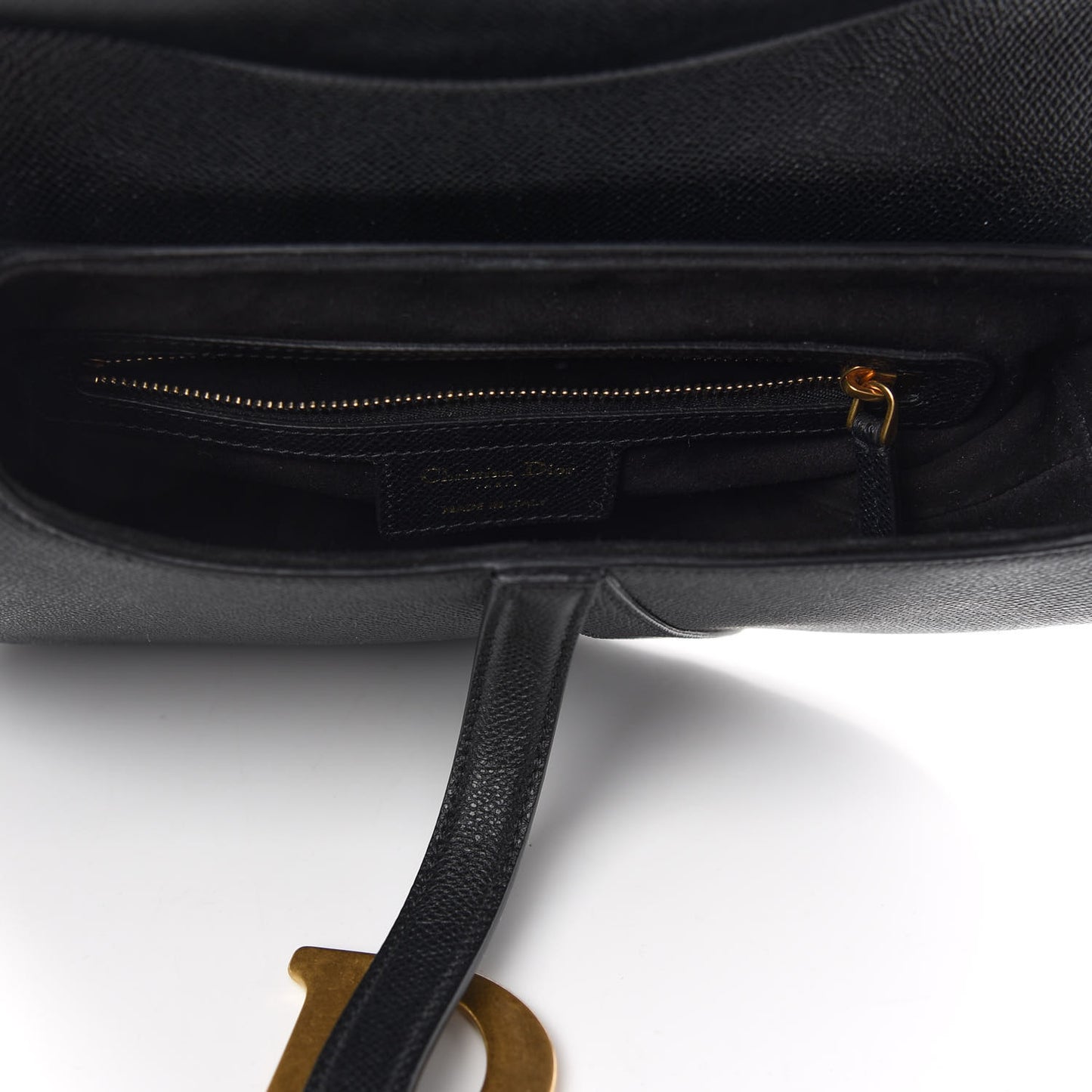 Grained Calfskin Saddle Bag Black