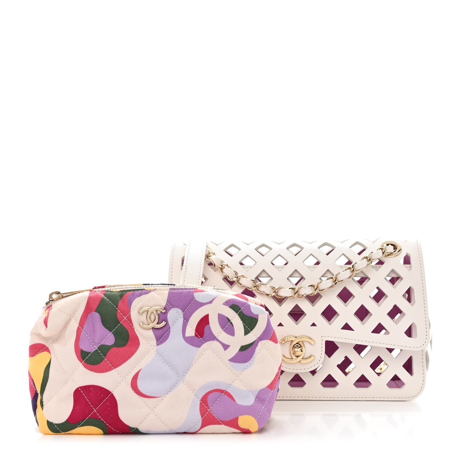 Chanel Lambskin Small Sea Through Flap White Multicolor 1 of 15