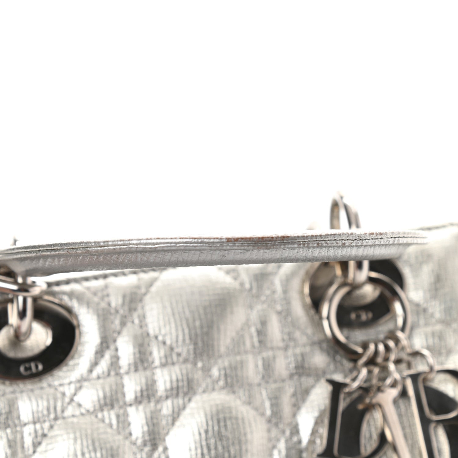 Christian Dior Metallic Grained Calfskin Cannage Small Lucky Badges My Lady Dior Silver 12 of 14