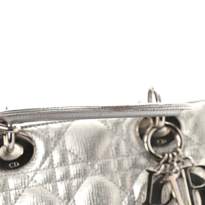 Christian Dior Metallic Grained Calfskin Cannage Small Lucky Badges My Lady Dior Silver 12 of 14