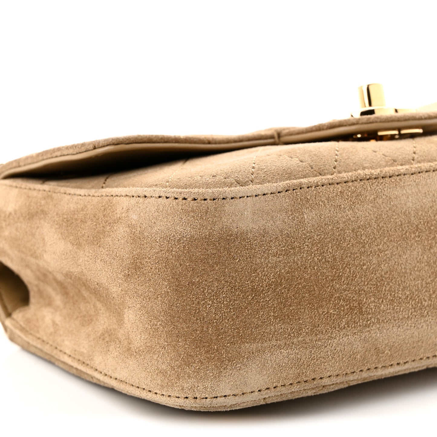 Suede Calfskin Mini Souplissimo Maxi Flap Dark Beige