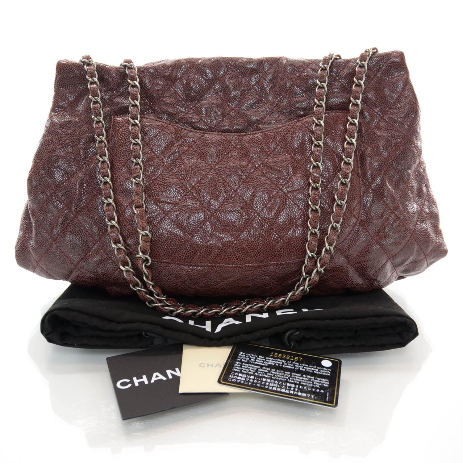 Chanel Grained Calfskin Maxi Elastic Flap Bordeaux 3 of 10