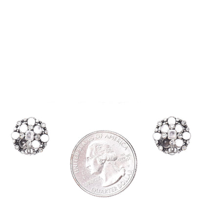 Chanel Crystal CC Round Earrings Silver 2 of 5