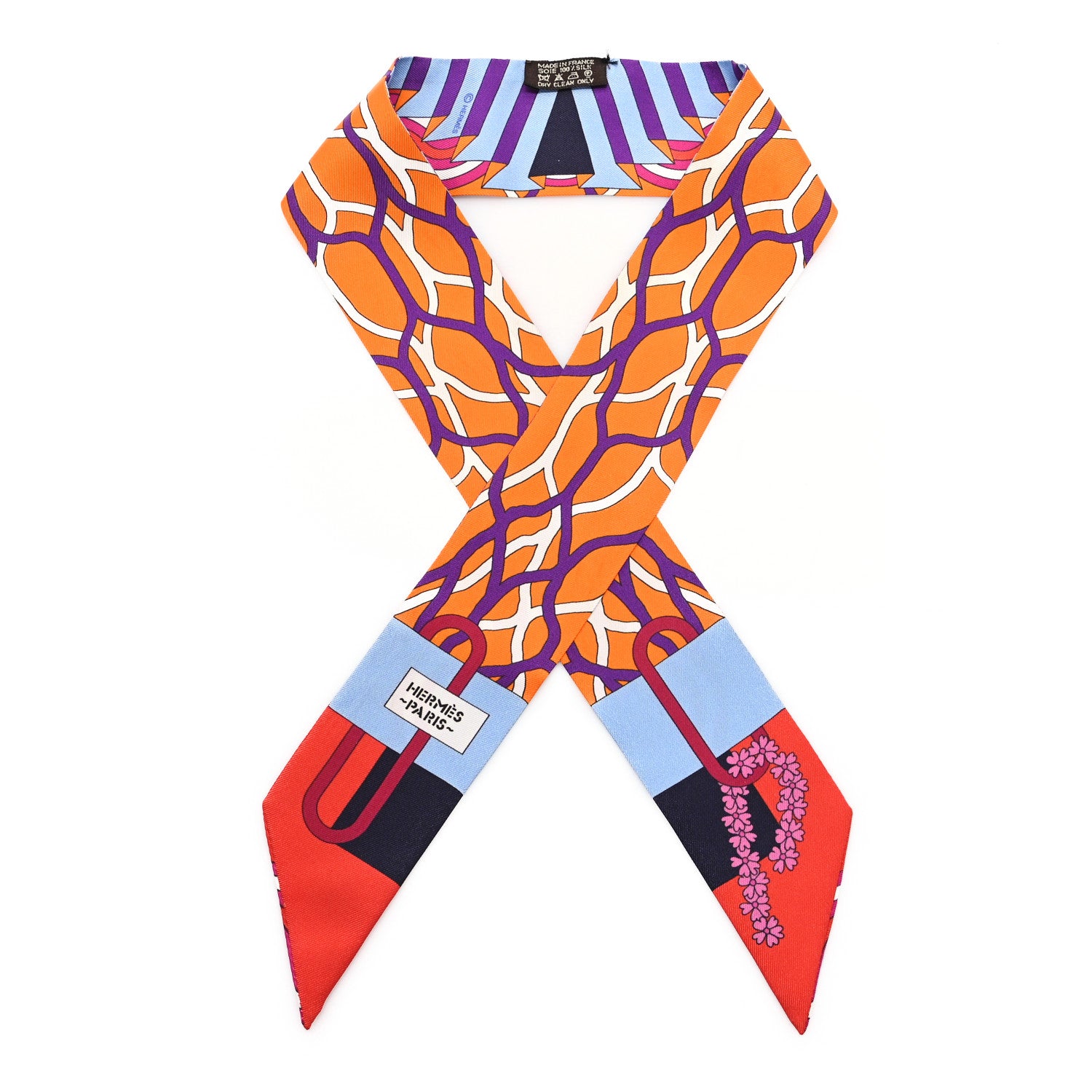 Hermes Silk Ballet Aquatique Twilly Rouge Orange Ciel 1 of 4