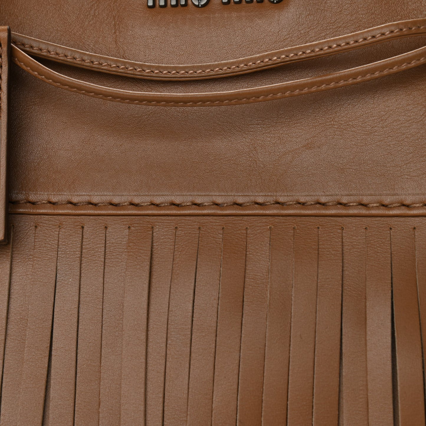Montana Calf Fringe Trimmed Bucket Bag Cannella