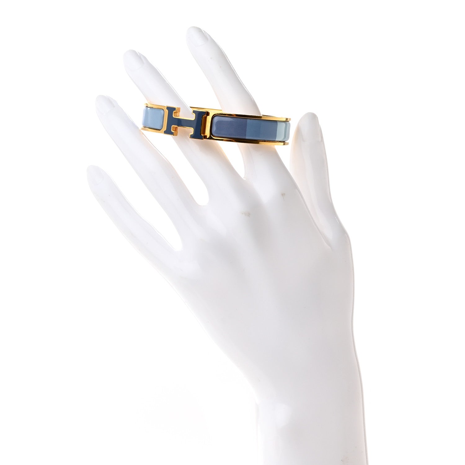 Hermes Enamel Narrow Clic Clac H Bracelet PM Rainbow Bleu 2 of 7