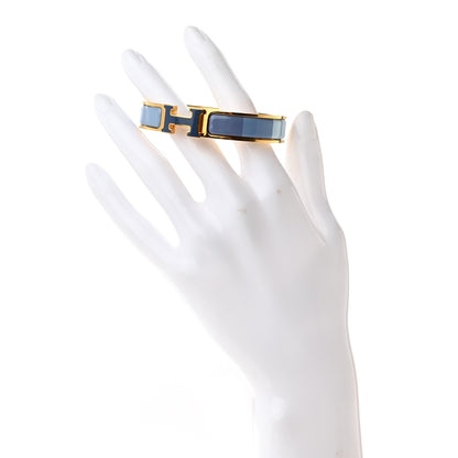 Hermes Enamel Narrow Clic Clac H Bracelet PM Rainbow Bleu 2 of 7