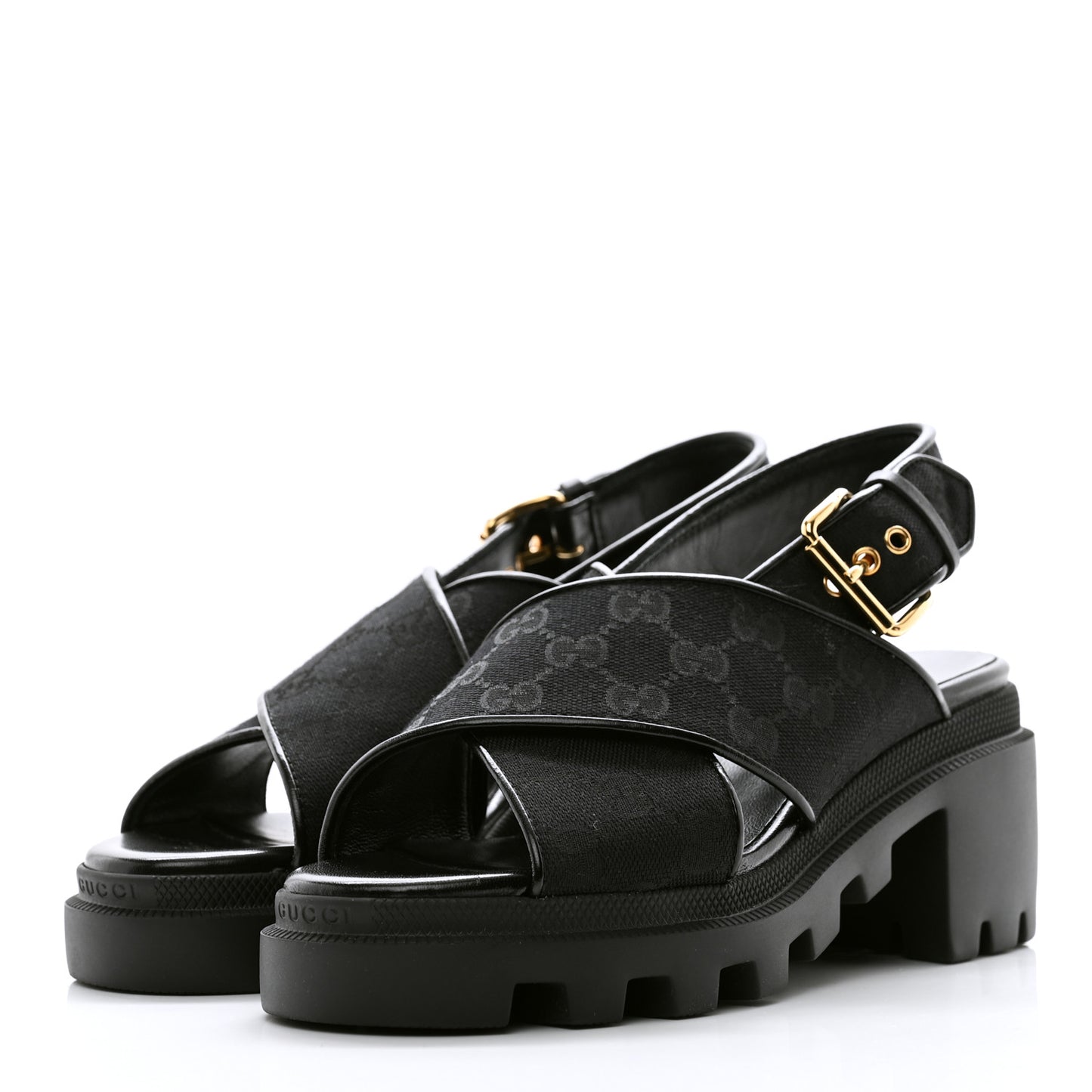 Monogram Granada Kid Trip 40/72mm Lug Sole Sandals 36.5 Black