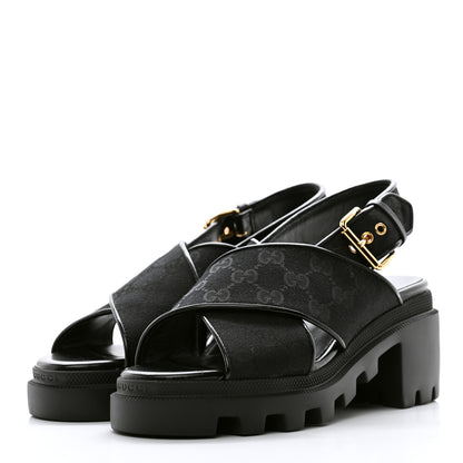 Gucci Monogram Granada Kid Trip 40/72mm Lug Sole Sandals 36.5 Black 3 of 9