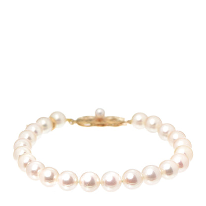 Mikimoto 18K Yellow Gold Akoya Cultured Pearl 6-6.5mm Strand Bracelet 1 of 6