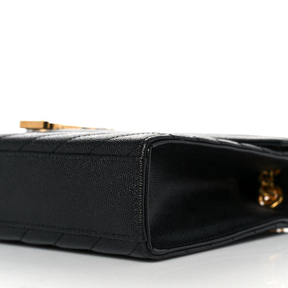Saint Laurent Grain De Poudre Matelasse Chevron Medium Monogram Satchel Black 8 of 8