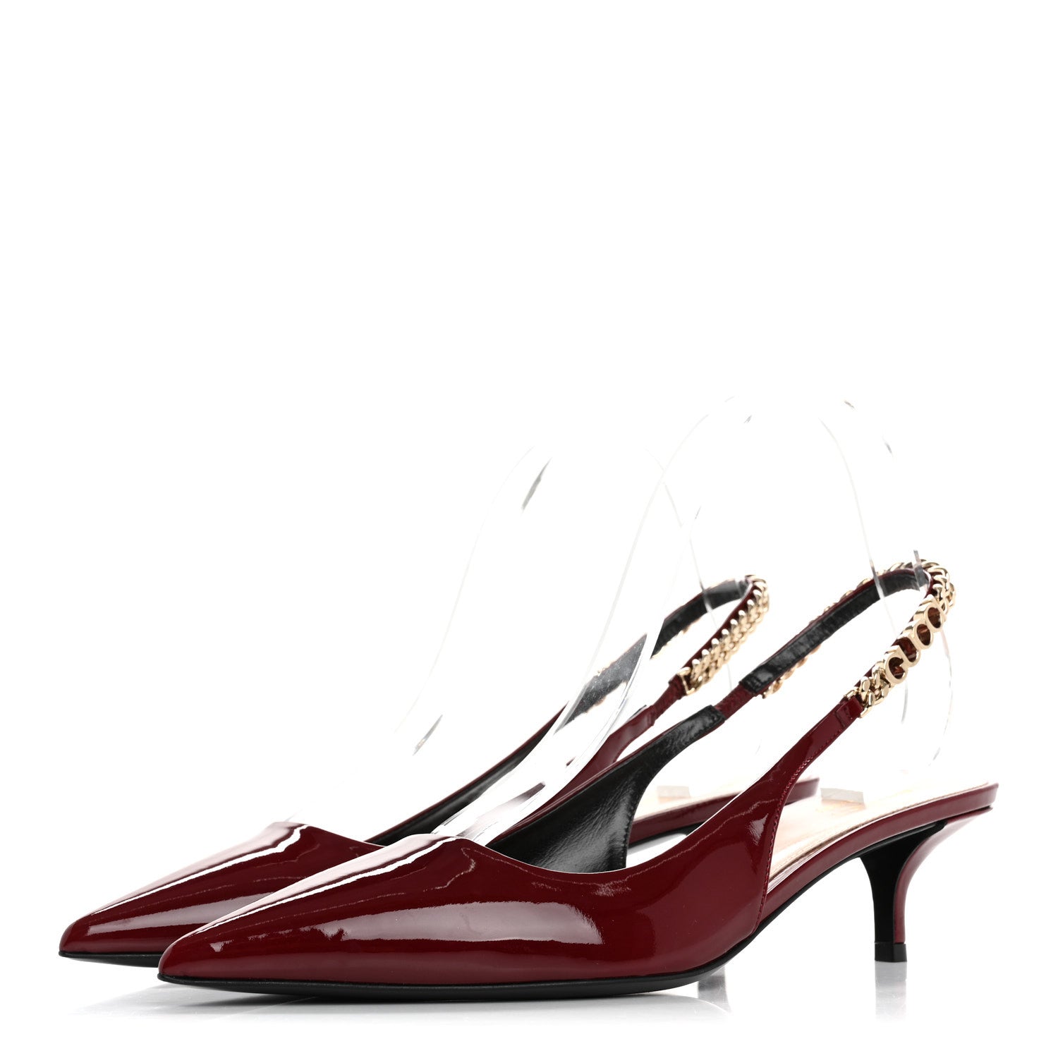 Gucci Patent Signoria 35mm Slingback Pumps 39 Rosso Ancora 4 of 10