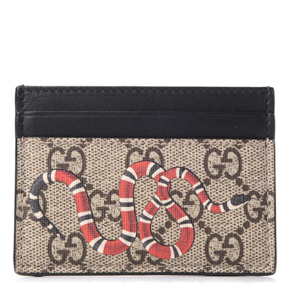 Gucci GG Supreme Monogram Kingsnake Card Holder Beige Black 1 of 7