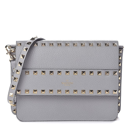 Valentino Garavani Pebbled Calfskin Rockstud Side Slip Crossbody Pastel Grey 2 of 10