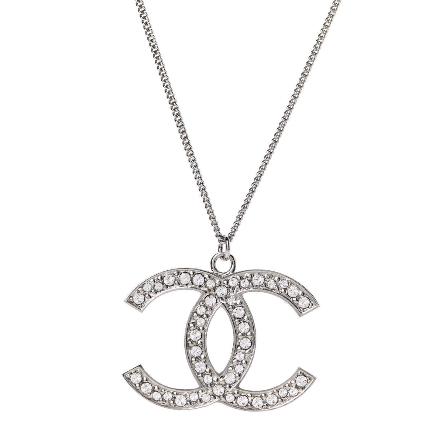 Crystal Large CC Necklace Silver