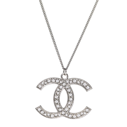 Chanel Crystal Large CC Necklace Silver 1 of 6