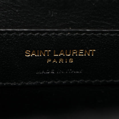 Saint Laurent Grain De Poudre Textured Mixed Matelasse Triquilt Medium Monogram Satchel Black 6 of 14