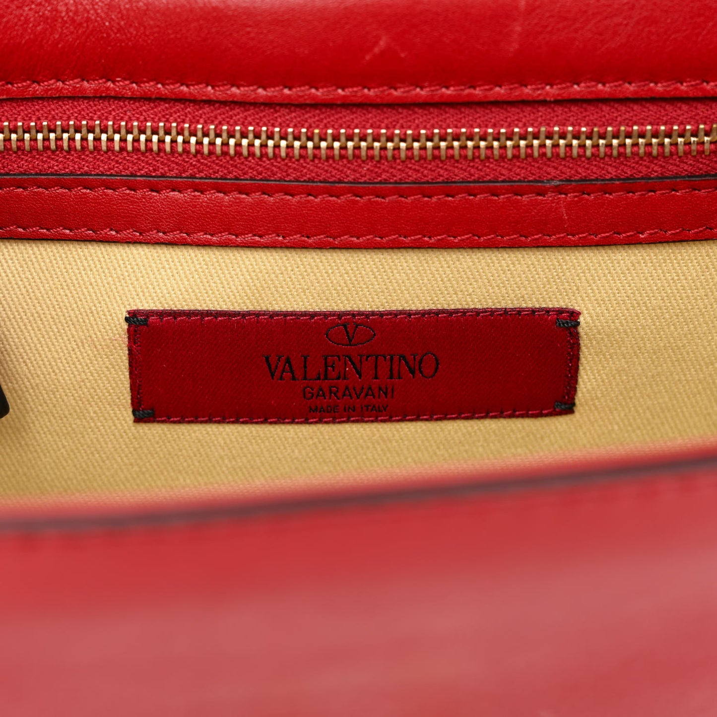 Vitello Small Glam Lock Rockstud Flap Red