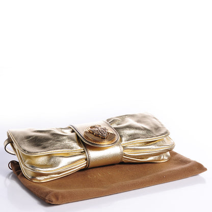 Gucci Leather Papillon Crest Evening Bag Metallic Gold 4 of 8