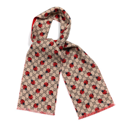 Gucci Wool Childrens GG Monogram Ladybug Scarf Red 1 of 5