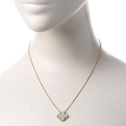Van Cleef & Arpels 18K Yellow Gold Mother of Pearl Vintage Alhambra Pendant Necklace 2 of 8