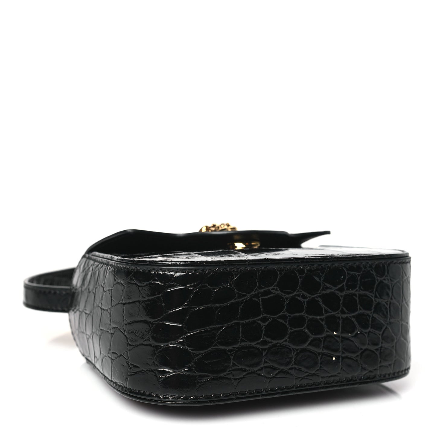 Patent Crocodile Embossed Mini La Medusa Bag Black