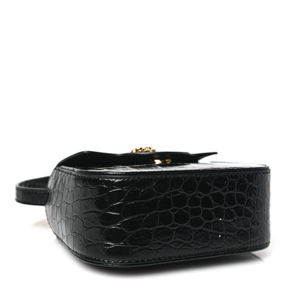 Versace Patent Crocodile Embossed Mini La Medusa Bag Black 4 of 9