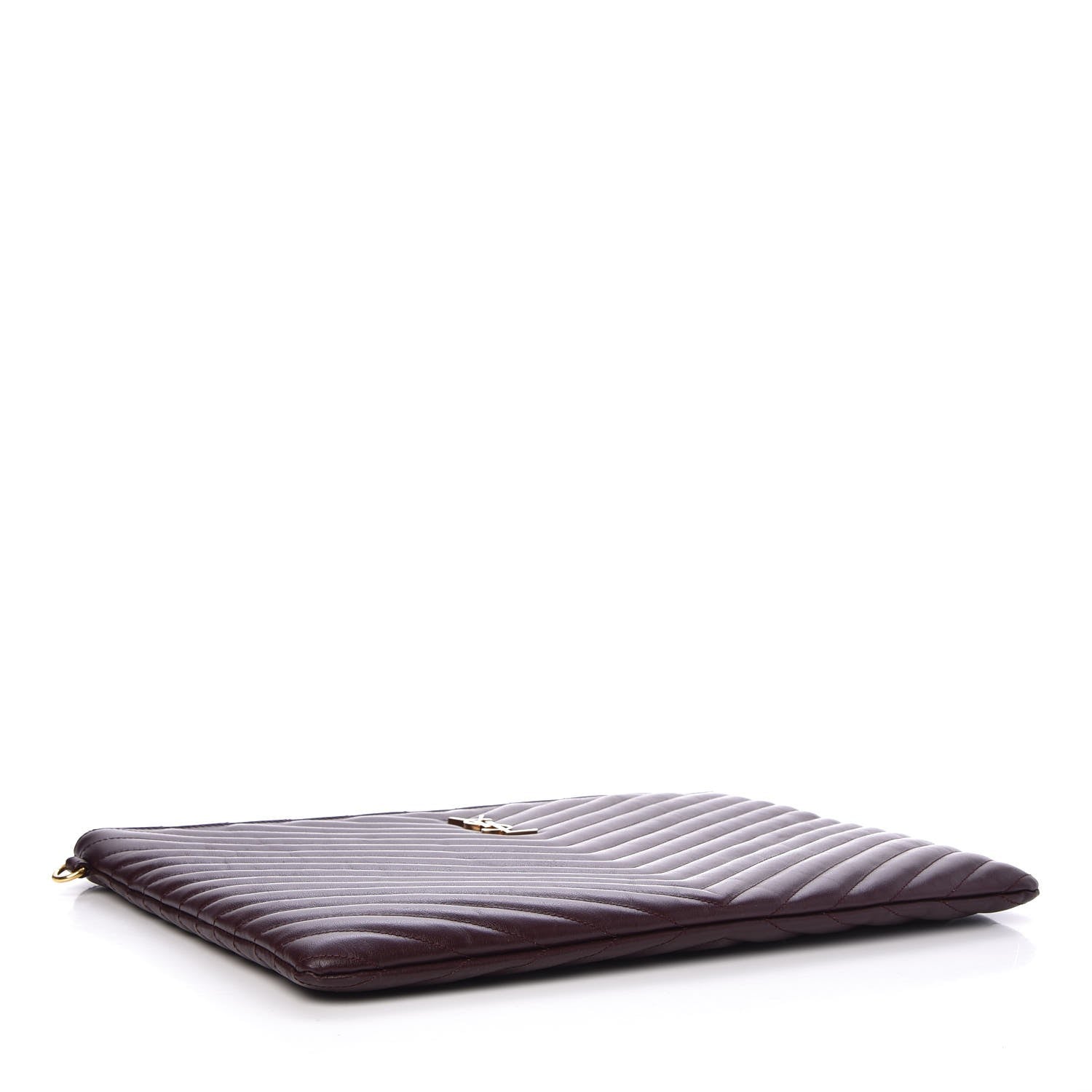 Saint Laurent Calfskin Matelasse Chevron Monogram Document Holder Amaranto 4 of 7