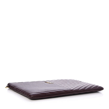 Saint Laurent Calfskin Matelasse Chevron Monogram Document Holder Amaranto 4 of 7