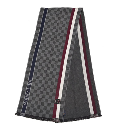 Louis Vuitton Wool Damier Messager Scarf Charcoal Grey 3 of 4