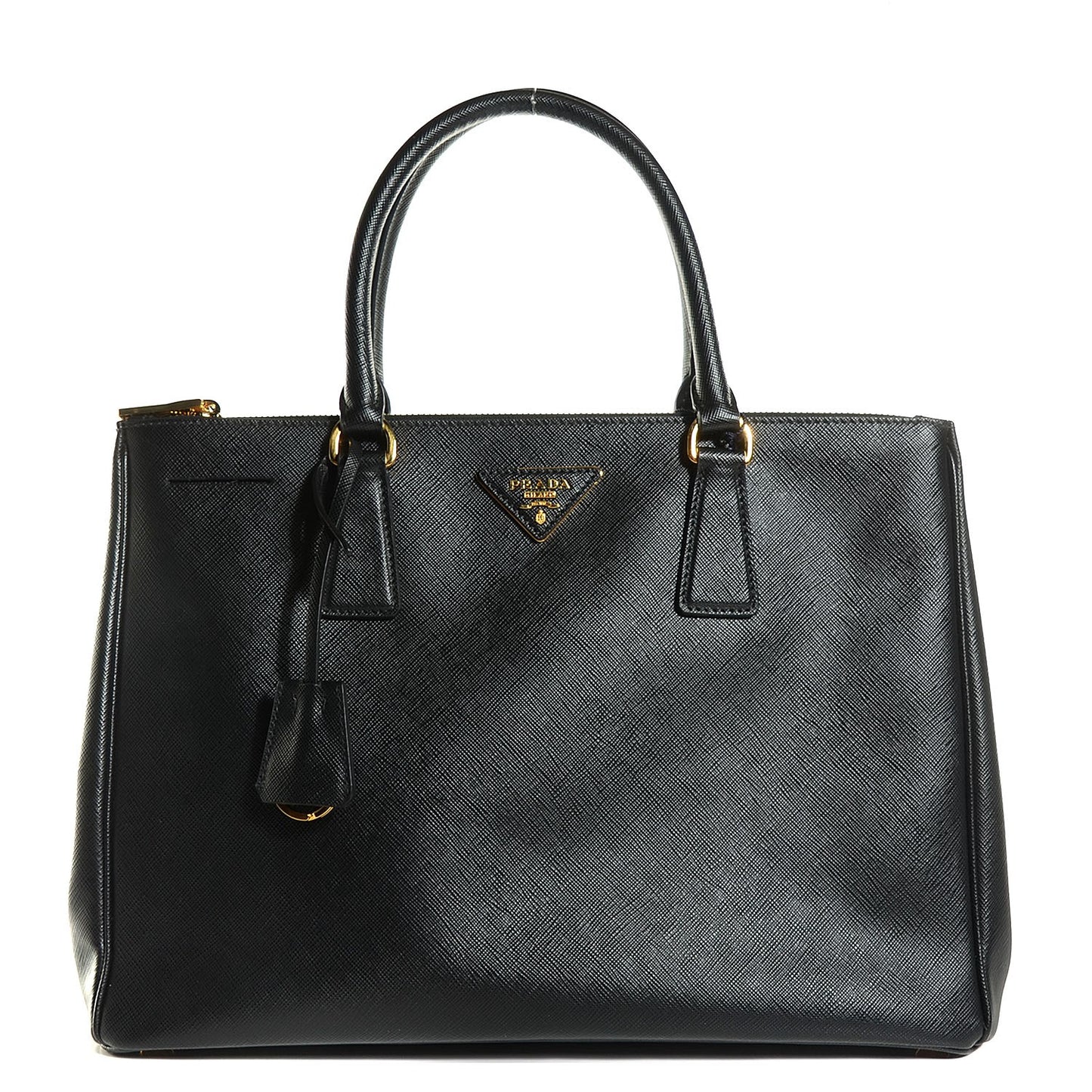 Saffiano Lux Medium Double Zip Tote Nero Black