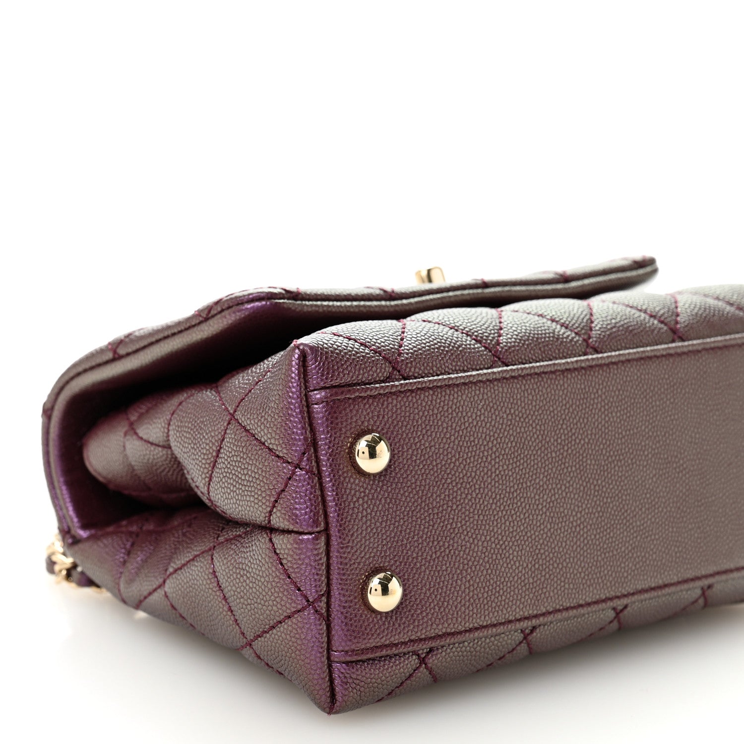 Chanel Iridescent Caviar Quilted Extra Mini Coco Handle Flap Purple 9 of 10