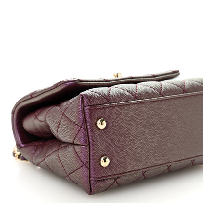Chanel Iridescent Caviar Quilted Extra Mini Coco Handle Flap Purple 9 of 10