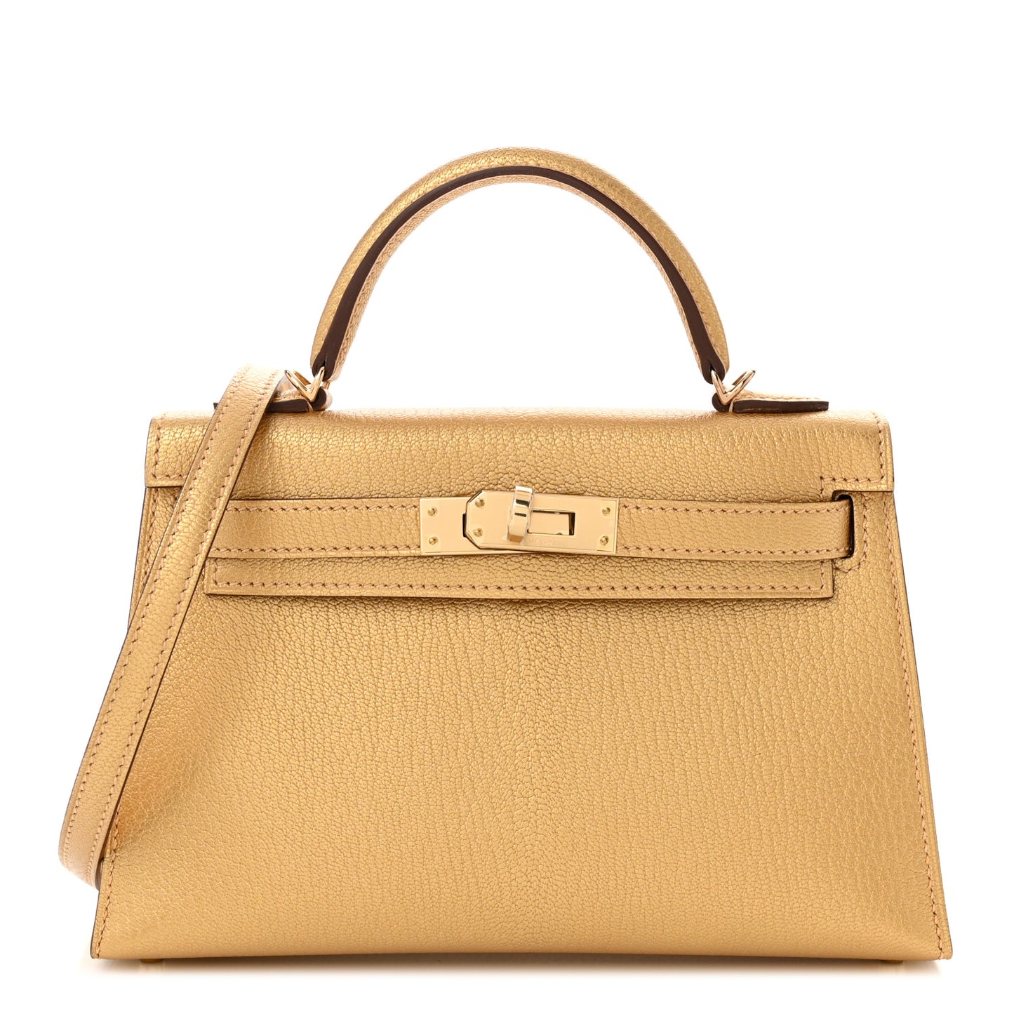 Metallic Chevre Chamkilight Mini Kelly Sellier 20 Dore