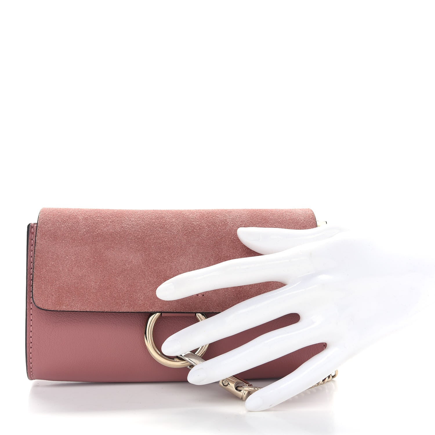 Chloe Suede Calfskin Mini Faye Shoulder Bag Washed Pink 2 of 9