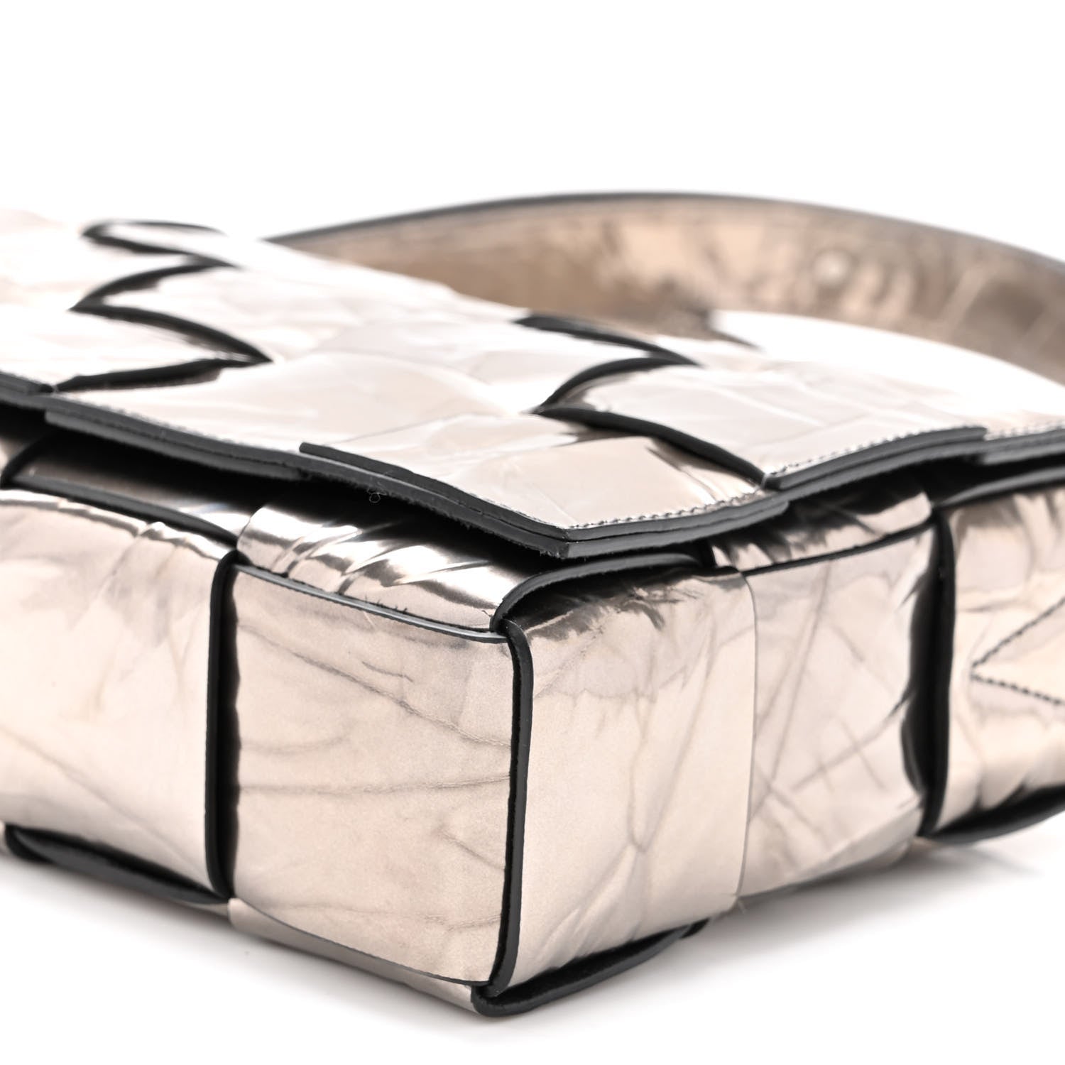 Bottega Veneta Metallic Crushed Calfskin Maxi Intrecciato Cassette Crossbody Bag Anchor 11 of 11