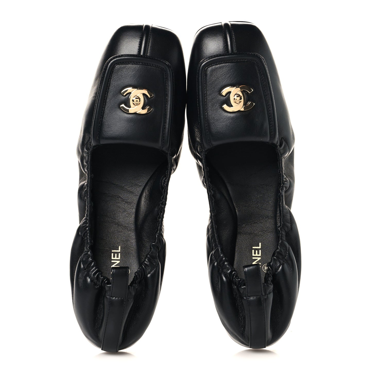 Lambskin CC Turnlock Ballerina Flats 39.5 Black