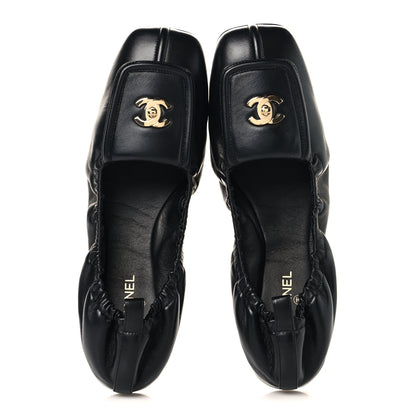 Chanel Lambskin CC Turnlock Ballerina Flats 39.5 Black 2 of 10