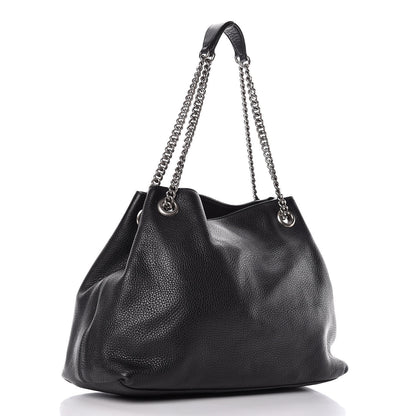 Gucci Pebbled Calfskin Studded Medium Soho Chain Shoulder Bag Black 3 of 14