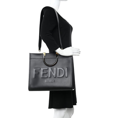 Fendi Vitello King Plexiglass Medium Fendi Sunshine Shopper Tote Black 2 of 11