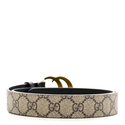 Gucci GG Supreme Monogram Matte Plutone Calfskin Double G 30mm Belt 90 36 Beige Ebony Black 2 of 6