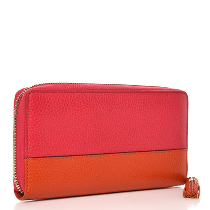 Gucci Pebbled Calfskin Bamboo Tassel Zip Around Wallet Pink Orange 3 of 11