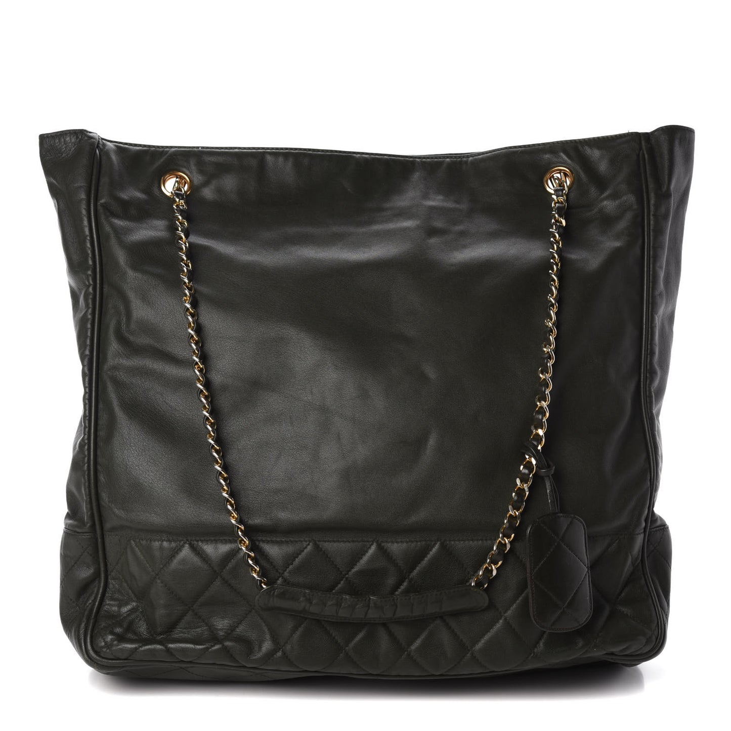 Lambskin Quilted Shopping Tote Green