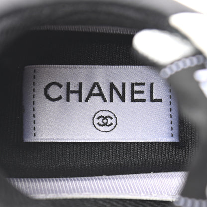 Chanel Mesh Suede Calfskin Grained Calfskin Womens CC Sneakers 37.5 White Black 6 of 9